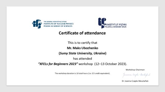 Certyfikat XFEL 2023 MUbozhenko Page-0001